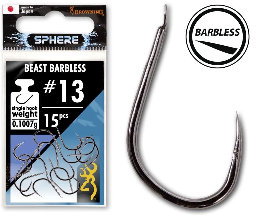 Browning Sphere Beast Barbless Hook With Spade 10 (15 Stuks) 1 Browning Sphere Beast Barbless Hook With Spade 10 (15 Stuks)