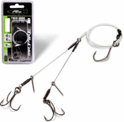#6 Quantum Mr. Pike Ghost Traces Twin Hook-Release-Rig White 50cm 1pcs -Viswinkel 3a139a00a29512e4