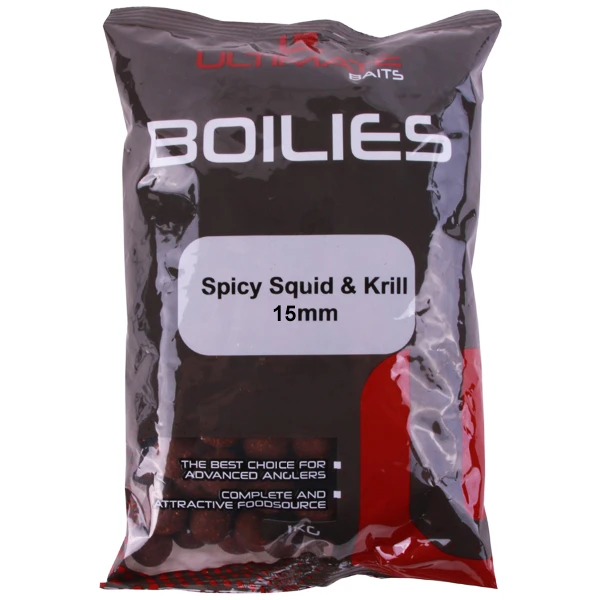 Ultimate Baits Boilies 15mm 1kg - Spicy Squid & Krill 1 Ultimate Baits Boilies 15mm 1kg - Spicy Squid & Krill
