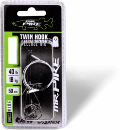 #6 Quantum Mr. Pike Ghost Traces Twin Hook-Release-Rig White 50cm 1pcs